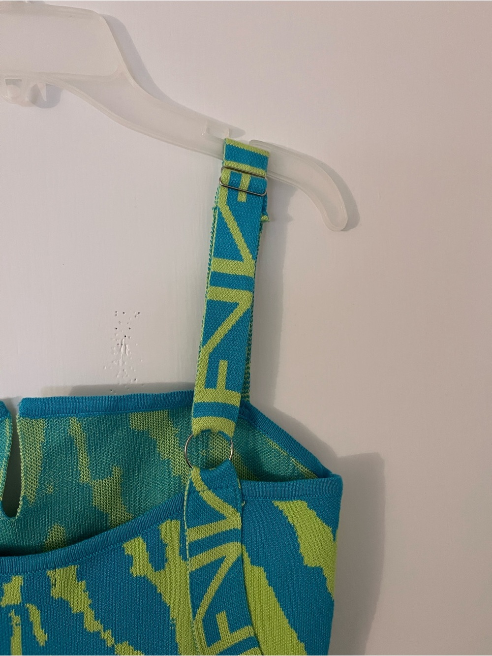 Fashion Nova Lime Green & Teal Patterned Bodycon Mini Dress - Picture 10 of 13